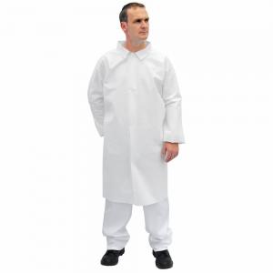 China Customized Disposable Patient Exam Gowns , White Waterproof Lab Coat wholesale