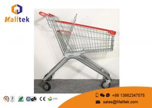China Zinc Plated Four Wheel Shopping Trolley Large Dimension Shopping Cart Trolley wholesale