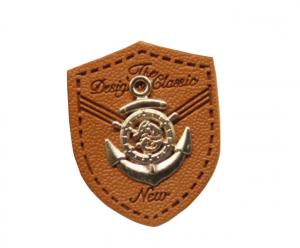 China custom leather labels for hats garment leather tags wholesale with metal logo wholesale