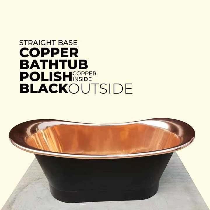 Luxury Freestanding Bathtub Handmade Copper Bath Tarnish Resistant