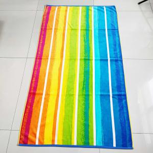 China Personalised Custom 100% Cotton Jacquard Beach Towel With Logo Woven Colored Striped Jacquard Beach Towel wholesale