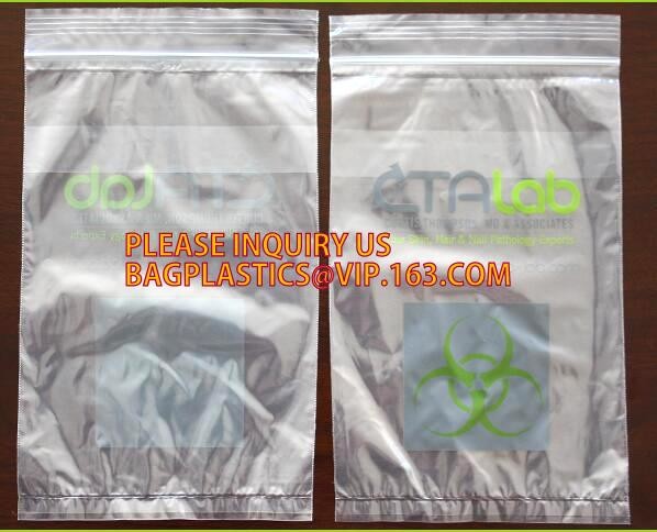 specimen envelopes zip lock bag/plastic medical specimen transport packaging bag for laboratory, package/PE transparent