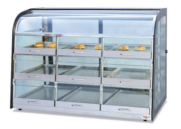Quality Table Top Glass Food Warmer Showcase Drawer-Type 3-Layer 9-Pans Bread Display Cabinet for sale