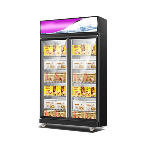 Commercial Refrigerated Glass Door Standing Freezer For Displaying Frozen Food