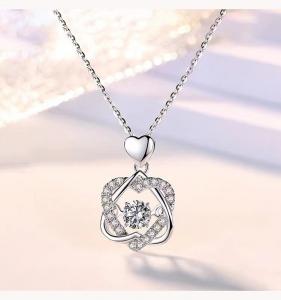 China 2021 Fashion Jewelry 925 Silver Plated Heart Pendant Projection 100 Languages I Love You Necklace For Women wholesale