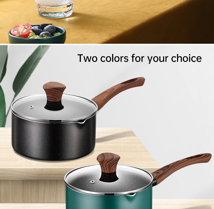 Small Kitchen Sauce Pans With Wooden Handle Non Stick 16 / 18 / 20cm