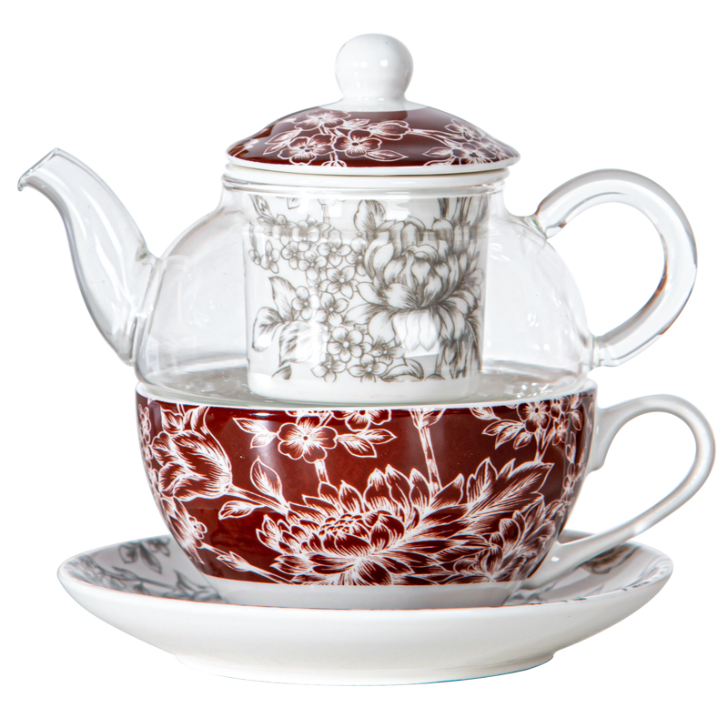 Convenient One Person Porcelain Tea Infuser Mug With Glass And Stackable Teapot