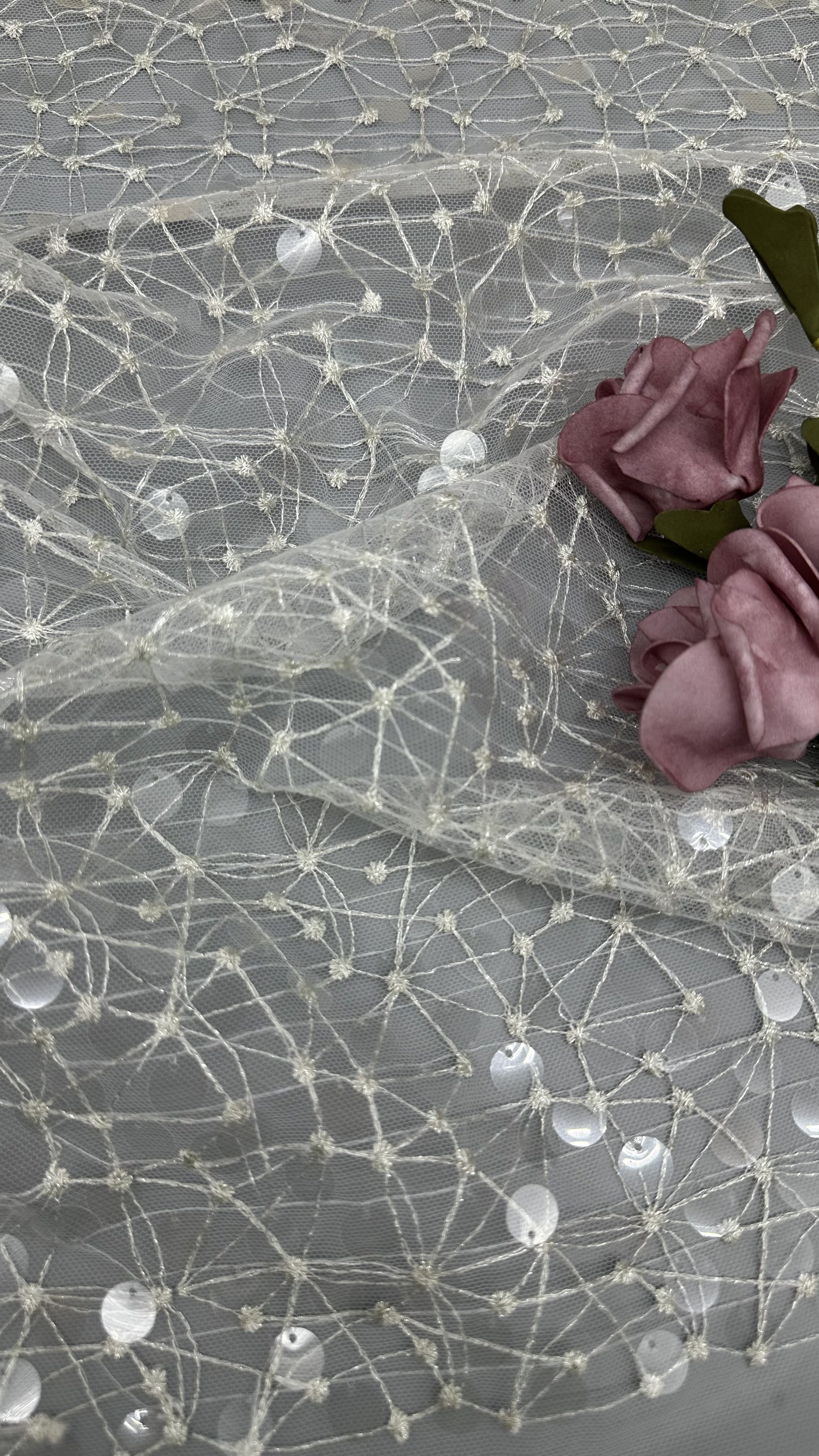 Sequin Embroidery Fabric Shining Crochet Lace Fabric Evening Occasion Fabric