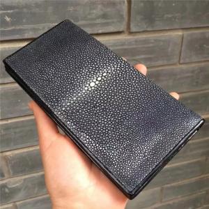 China Unisex Authentic Real Stingray Skin Women Men Long Wallet Female Male Clutch Purse Genuine Leather Large Card Holder on sale