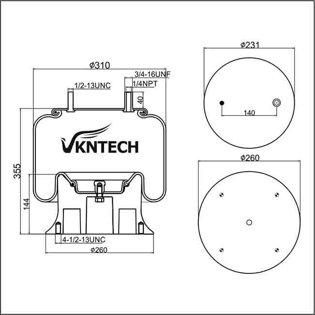 W01-358-9083 Natural Rubber Air Bag Suspension Spring/ 1R12-066 Air Ride Suspension System Spare Parts Alloy Piston