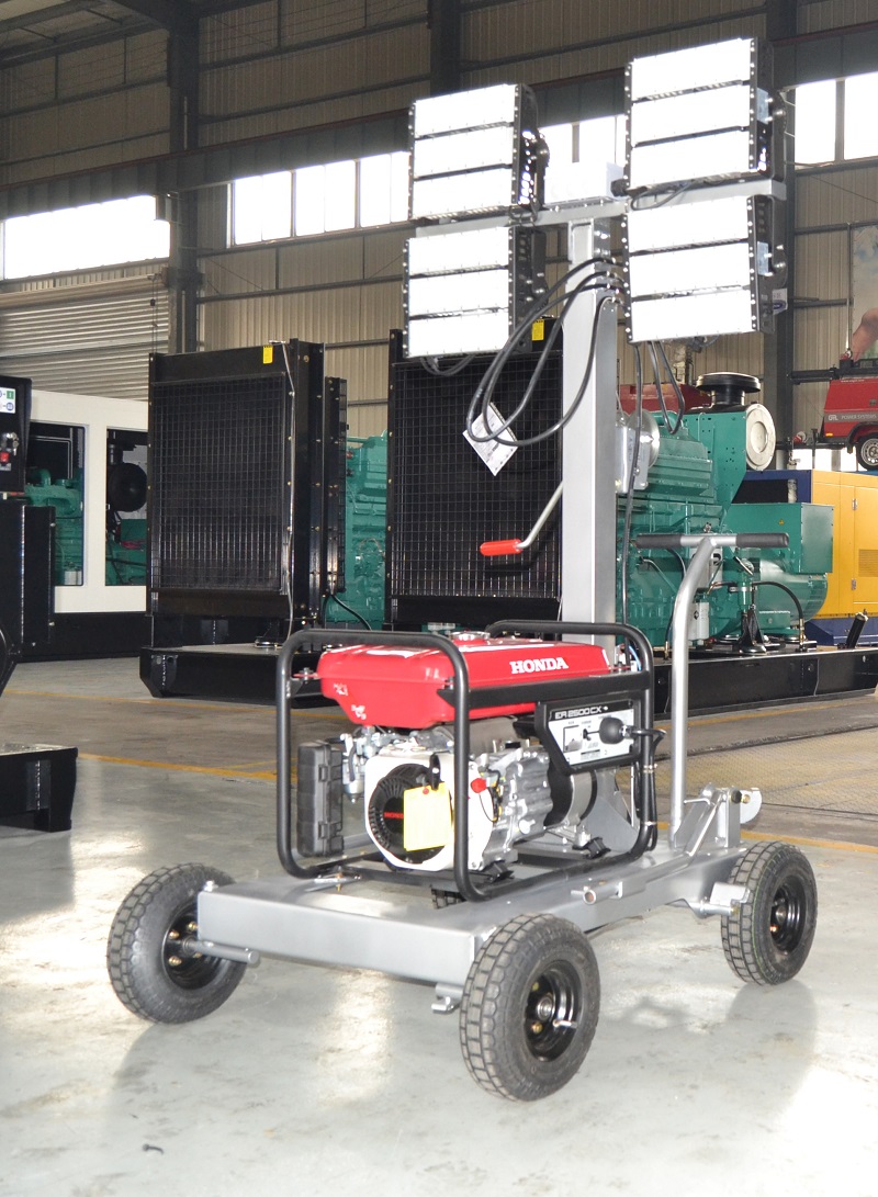 240V 4X 200W Doosan Portable Led Light Tower 5m AC Diesel Generator