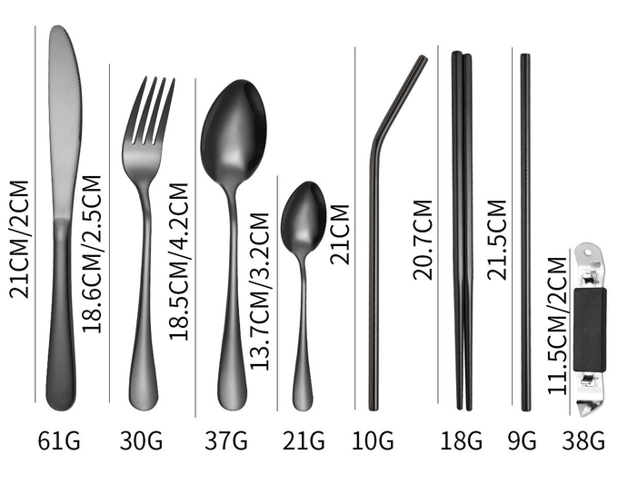 Portable Travel Stainless Steel Cutlery Set, Reusable With A Case For Fixing Tableware 11 Pieces