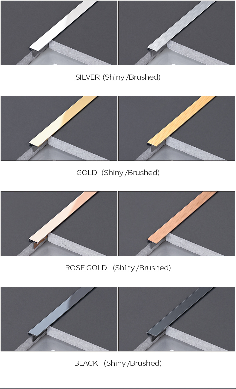 Stainless Steel Mirror T Shaped Metal Trim Modern Customized For Decoration