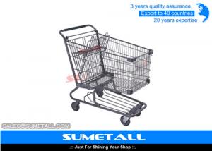 China Wire Metal Supermarket Shopping Cart / 4 Wheel Shopping Trolley Chrome Plated wholesale
