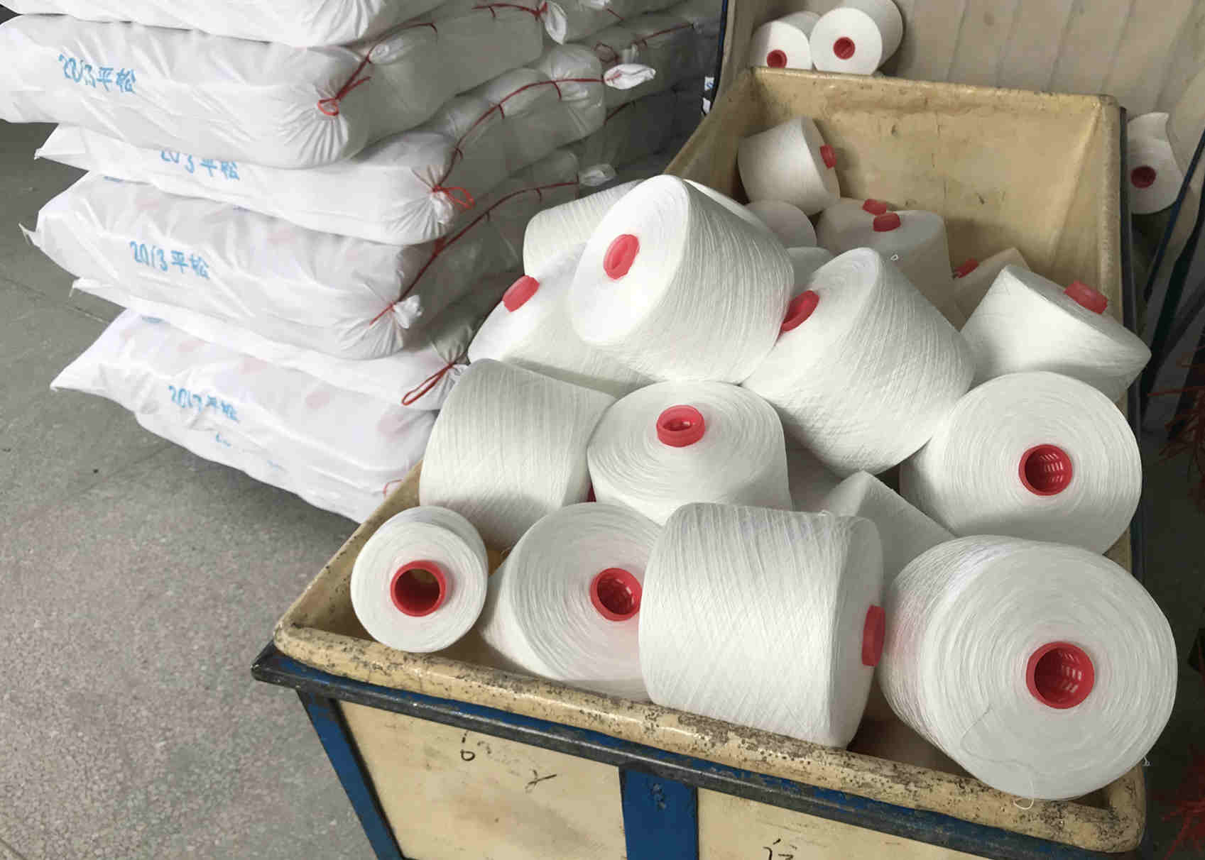 T50S/2 Polyester Z Twist Yarn Bulk White Sewing Thread For Trunks Backpacks