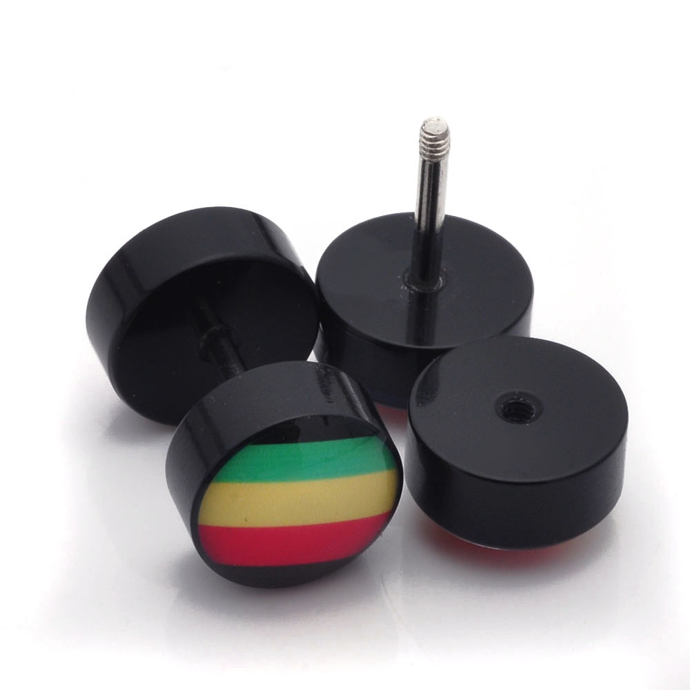 Free Shipping Fake Ear Plugs Studs Earrings For Logo Print Anti-allergic Piercing Jewelry