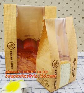 China Customize 3 Side Visible Clear Window Offset Printing Bakery Bags, Customize V Bottom with Clear Window Food Grade Toast wholesale