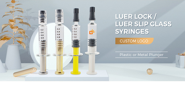 Empty Luer Lock Glass Syringes with Metal or Plastic Plunger for Cosmetic Oil