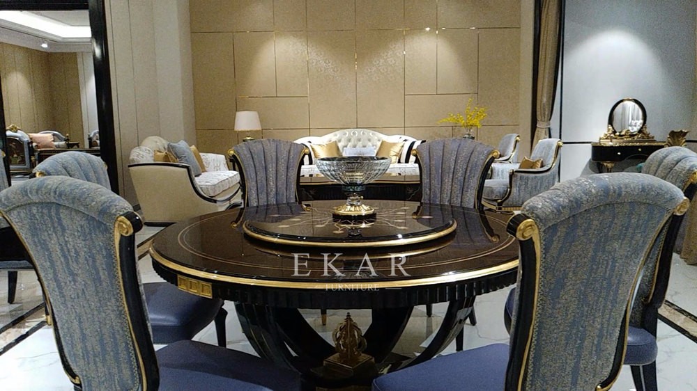 Italian Luxury Round Dining Table With Rotating Centre
