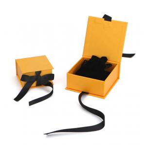 China Simple Yellow Gift Box Black Satin Ribbon For Jewerly Earring Shipping wholesale