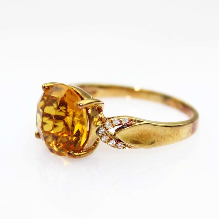 Round Garnet Cubic Zircon 925 Silver Ring with Whtie Gold Plated (R233)