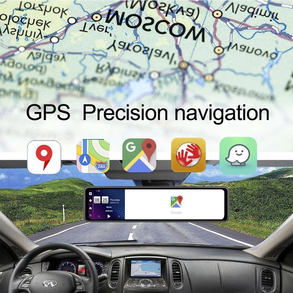 Android 8.1 4G Rearview Mirror 1080P Full Hd Car DVR Vehicle Blackbox 12 Inch Dual Lens