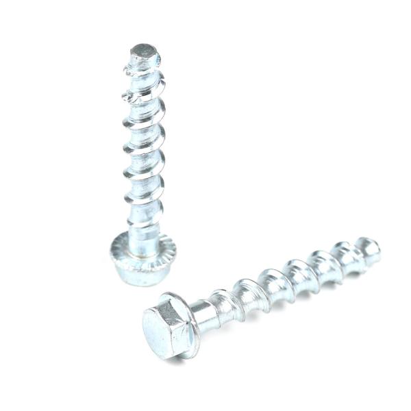 Flat Head Carbon Steel Hex Flange Concrete Screws for Facade Suspension in Zinc
