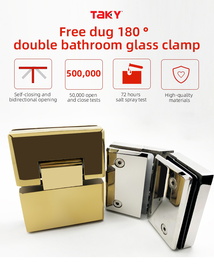 Acrylic Tray 180 Degree Gold Shower Hinge for Double Side Glass to Glass Benefit