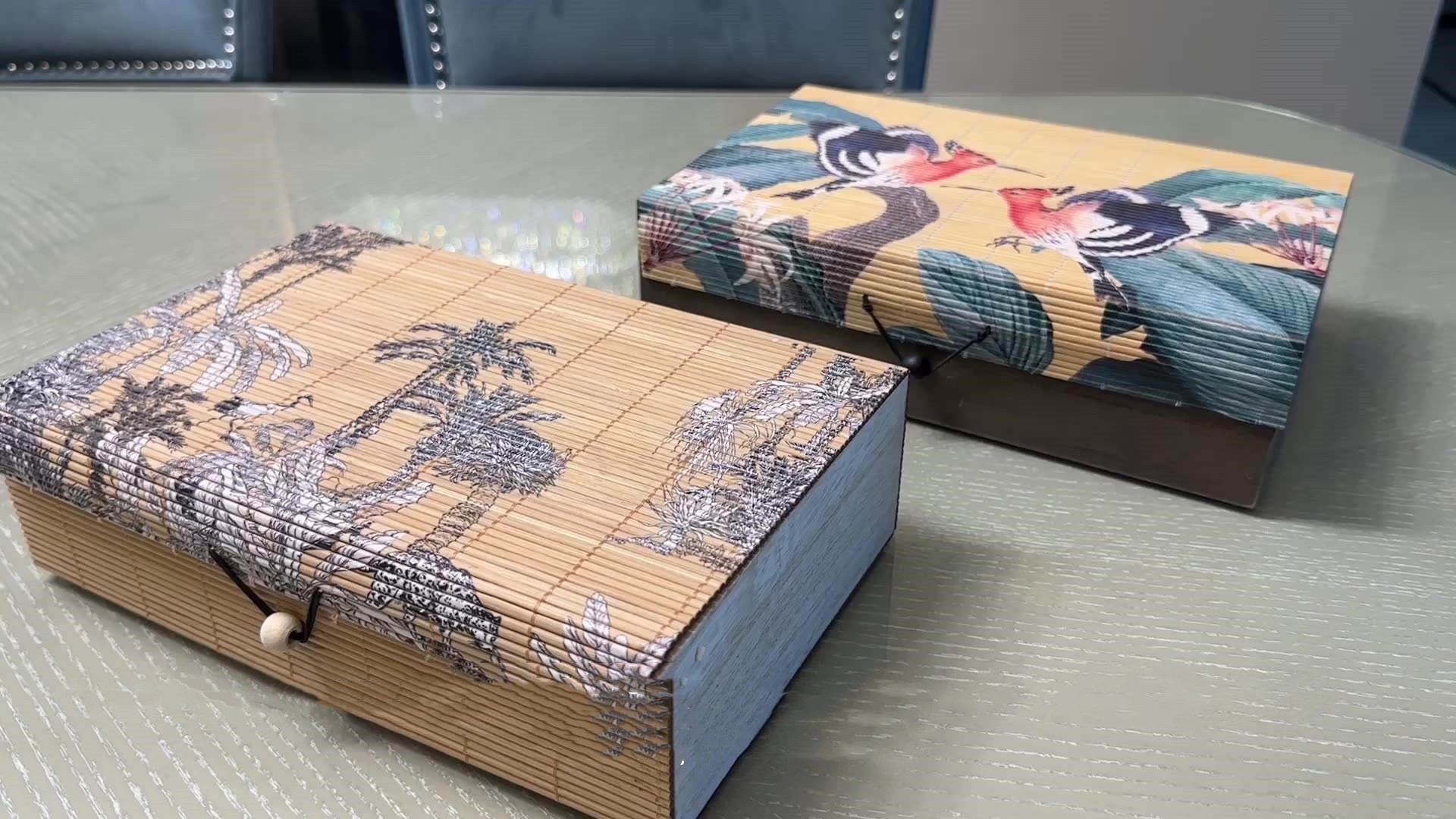 Chinese Style Classic Lidded Wooden Box Bamboo Jewelry Box Eco Friendly