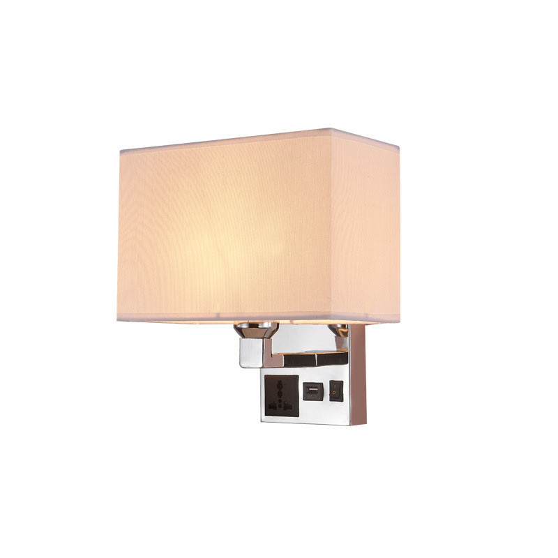 bedside wall lamp with socket USB led bedroom wall lamp E27 holder five star hotel bedhead wall light for villa