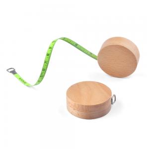 China Geometric Shape Metal Retractable Tape Measure 6ft 2m With Maple Wood Housing wholesale