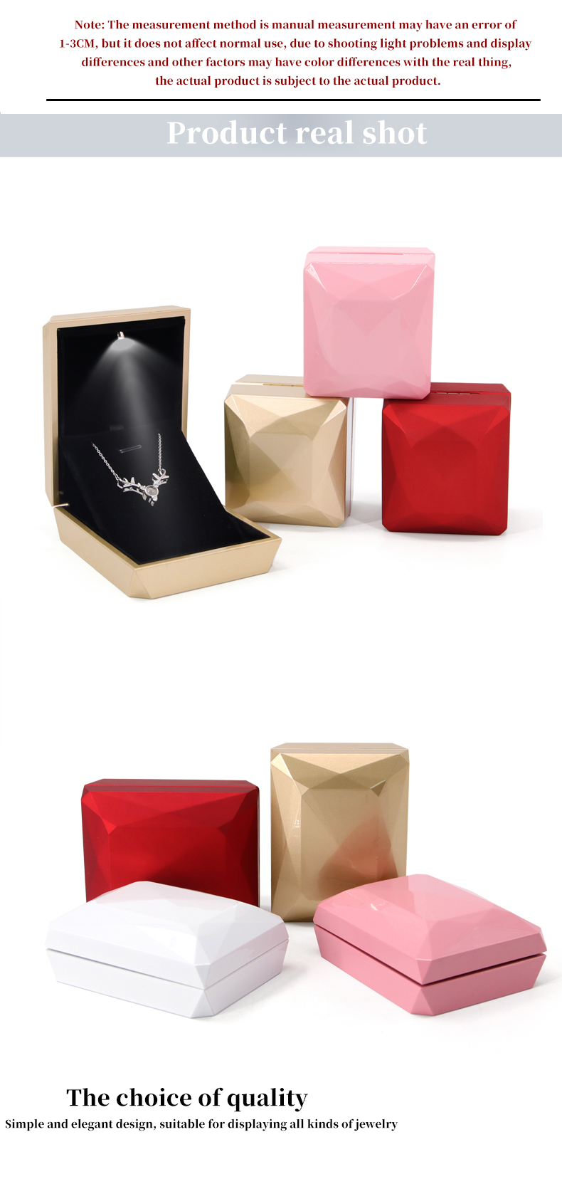 Custom Logo PU Plastic Jewelry Packaging Box with LED Light Hanhong Luxury Ring Box