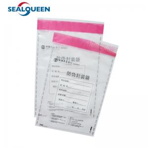 China Self Sealing Plastic Tamper Evidence Deposit Cash Bag Tamper Proof Money Bag on sale