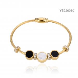China Stainless CZ Gold Jewelry Bracelet Cylinder Pandora Diamond Bangle on sale