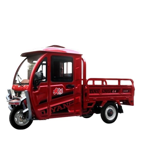 1500w 72V 45A Red Closed Body Electric Cargo Tricycle for Adult Maximum Speed 50