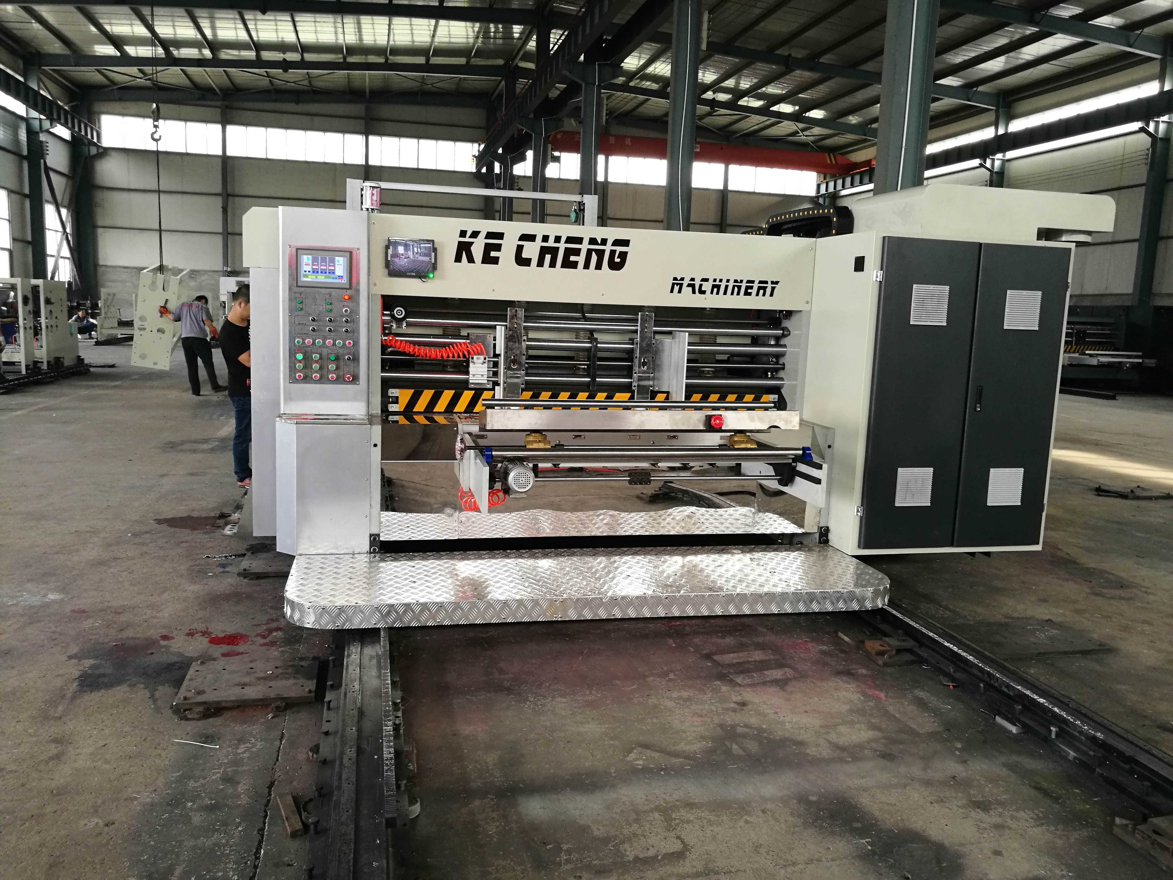 3 Color Hd Flexo Printing Slotting Machine / Stacker Computer Controlled Die Cutter