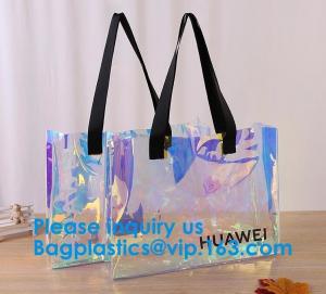 China Women Summer Beach Bag Vinyl PVC Transparent Small Tote Handbags Shopping Shoulder Bags wholesale