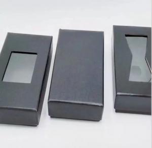 China CDR AI PSD Black Rectangular Cardboard Gift Box With Transparent Lid wholesale