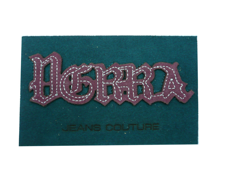Green Embossed PU Leather Patch With Embroidery Effect For Garment, Suitcase.