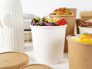 China ISO9001 Thicken Paper Beverage Biodegradable Soup Cups 400ml With Lid on sale
