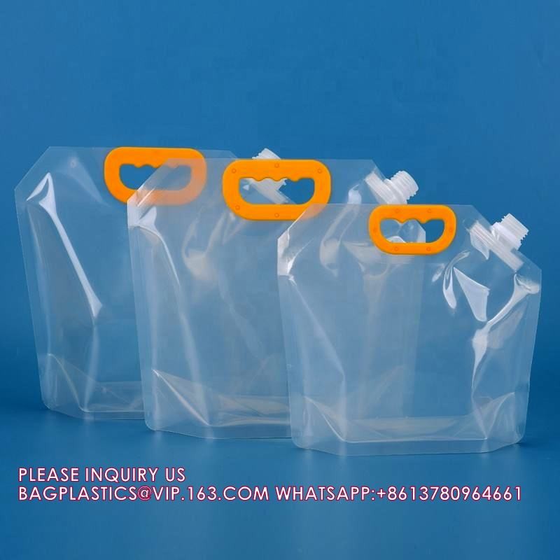 Sustainable Recyclable Custom 1.5L 2.5L 5L Plastic Liquid Packaging Bag Stand Up Beer Spout Pouch With Handle