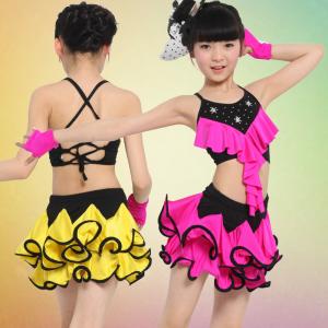 China Children's Latin dance skirt suit girls latin performance dance costume JQ-572 on sale