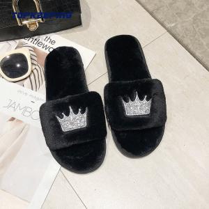 China Custom Warm PVC Outsole Furry Ladies Slippers wholesale
