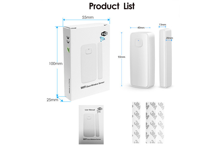WiFi Door Window Sensor Detector Tuya Wireless Security Alarm Door Sensor Compatible with Alexa,Google Home