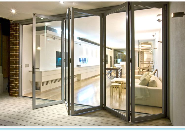 KDSBuilding Soundproof Waterproof Veranda Fold up Retractable Cheap Security Glass Folding Door