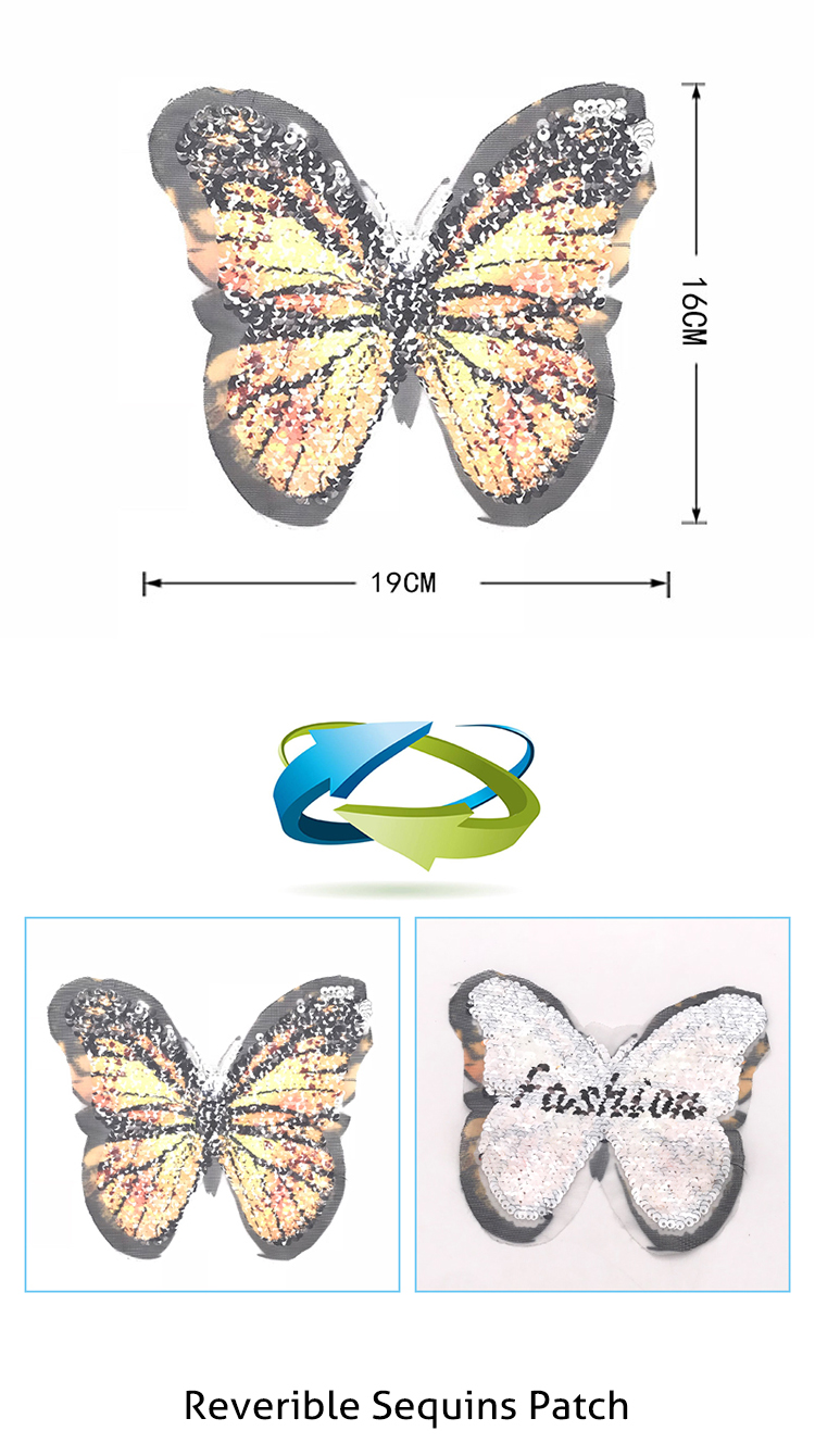 Various Styles Sequin Embroidery Patches Butterfly Series For Garment / Bags