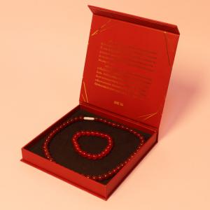 China Magnetic Necklace Jewelry Packaging Box Red Gold Foil wholesale