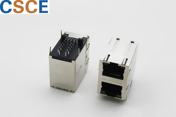 Female Magnetic RJ45 Jack Housing Material Thermoplastic / PBT / UL94V-0 With