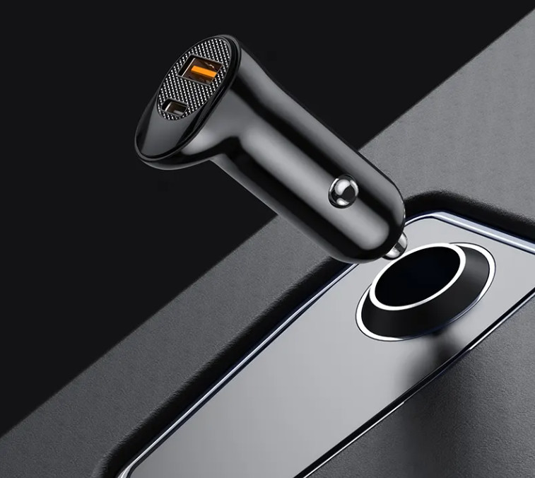 Metal Silver Pull Ring PD30W Super Fast Car Charger Invisible QC 3.0 Car Charger