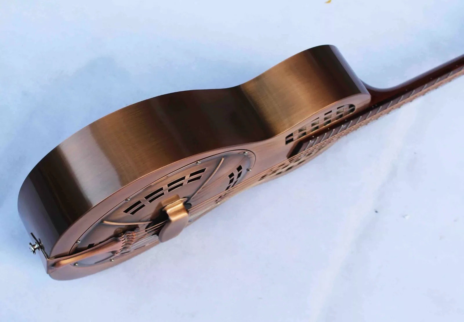 Custom Copper Finish Vintage Golden Brass Electric Parlor Resonator Guitar